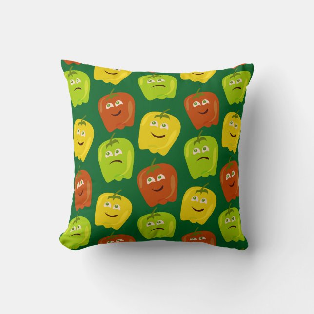 Hottie Bell Peppers Throw Pillow (Front)