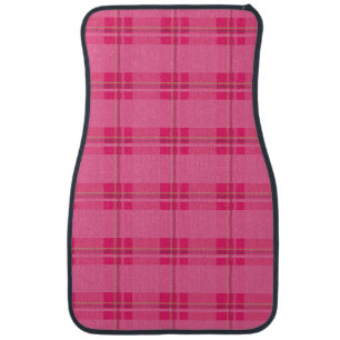 Hottie Hot Pink Plaid Set of Car Mats