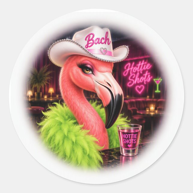 Hottie Shots Club Flamingo Bride Shot Glass Classic Round Sticker (Front)
