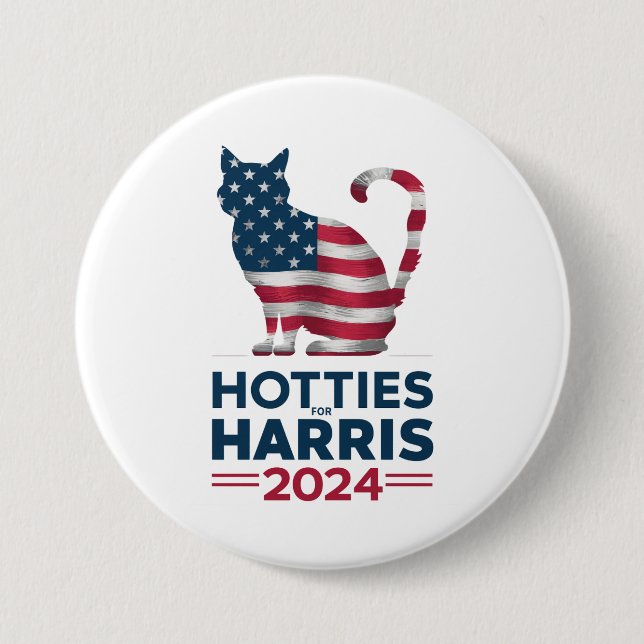 Hotties For Harris 2024 Cat Ladies Kamala Harris Button (Front)