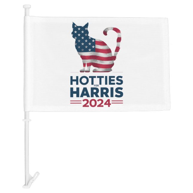 Hotties For Harris 2024 Cat Ladies Kamala Harris Car Flag (Front)