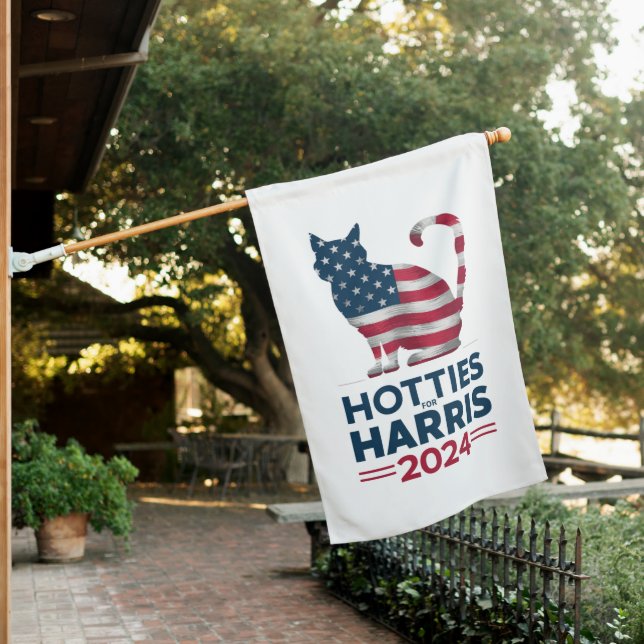 Hotties For Harris 2024 Cat Ladies Kamala Harris House Flag (In SItu)