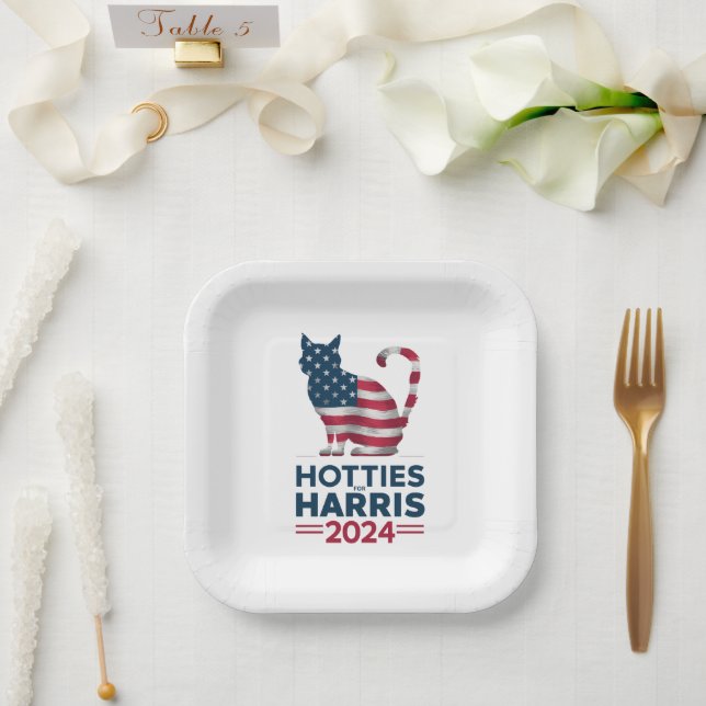 Hotties For Harris 2024 Cat Ladies Kamala Harris Paper Plates (Wedding)