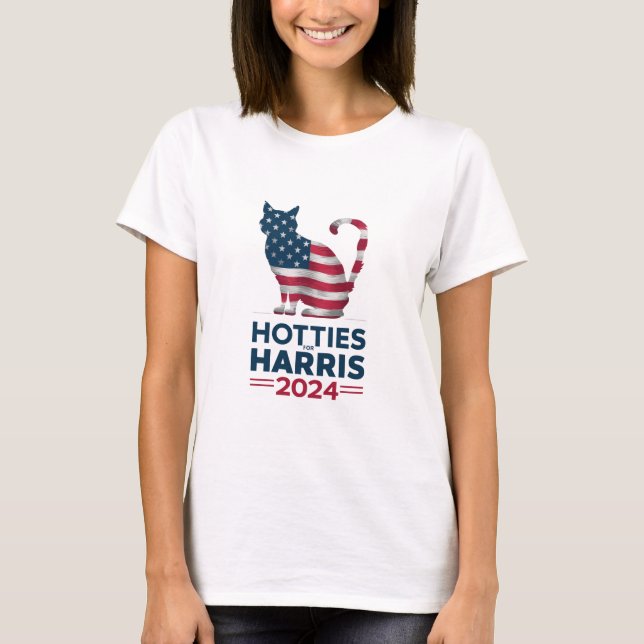 Hotties For Harris 2024 Cat Ladies Kamala Harris T-Shirt (Front)