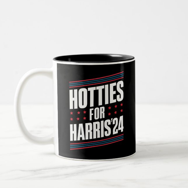 Hotties For Kamala Harris 2024 Two-Tone Coffee Mug (Left)