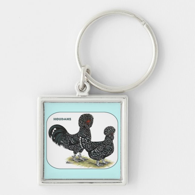 Houdan Chickens Keychain (Front)