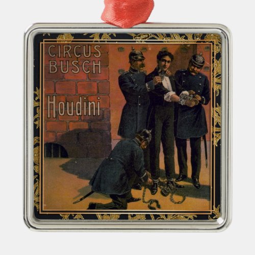 Houdini and the Circus vintage illustration Metal Ornament