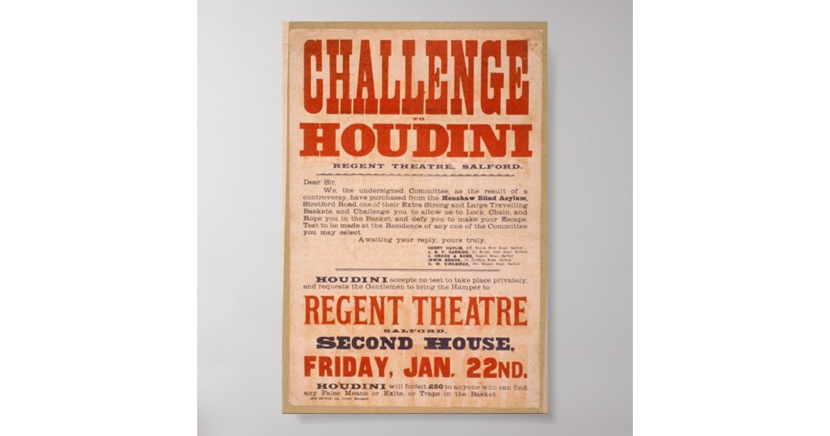 Houdini Challenge Poster Zazzle