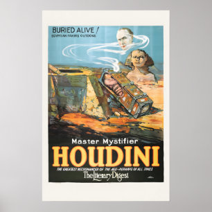 Houdini Egypt Sphinx Buried Alive Classic Magic Poster