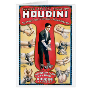Houdini Magician 1909 Vintage Poster Restored Cards