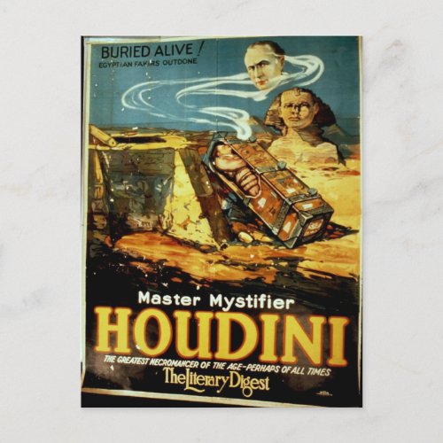 Houdini the Literary Digest Vintage Theater Postcard
