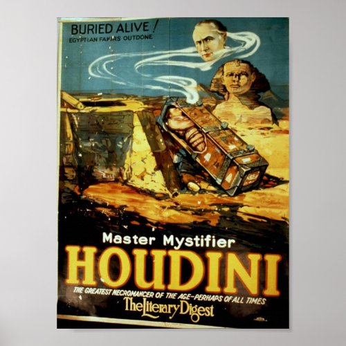 Houdini the Literary Digest Vintage Theater Poster