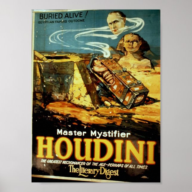 Houdini, 'the Literary Digest' Vintage Theater Poster (Front)