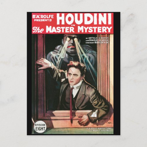 Houdini The Mastery Mystery vintage poster 1919 Postcard