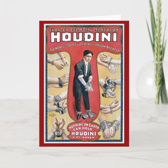 Houdini ~ Vintage Handcuff Escape Artist Card (Front)