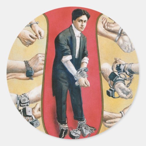 Houdini  Vintage Handcuff Escape Artist Classic Round Sticker