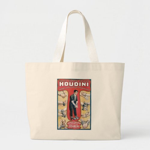 Houdini  Vintage Handcuff Escape Artist Large Tote Bag