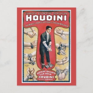 Houdini ~ Vintage Handcuff Escape Artist Postcard