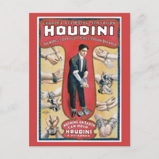 Houdini ~ Vintage Handcuff Escape Artist Postcard