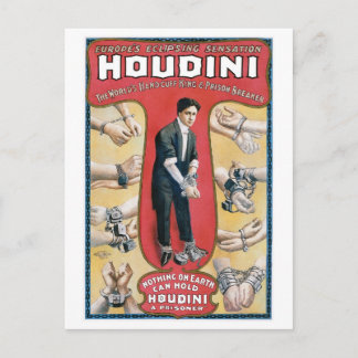 Houdini ~ Vintage Handcuff Escape Artist Postcard