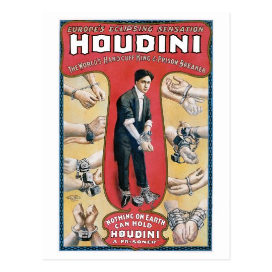 Houdini ~ Vintage Handcuff Escape Artist Postcard