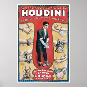 Houdini ~ Vintage Handcuff Escape Artist Poster