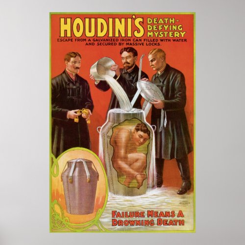 Houdinis  Illusionist Vintage Escape Artist Poster