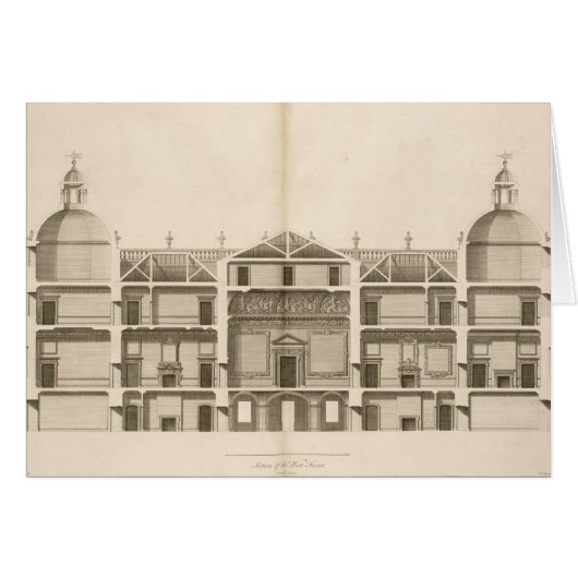 Houghton Hall: section of the West front, engraved Cards (Front Horizontal)