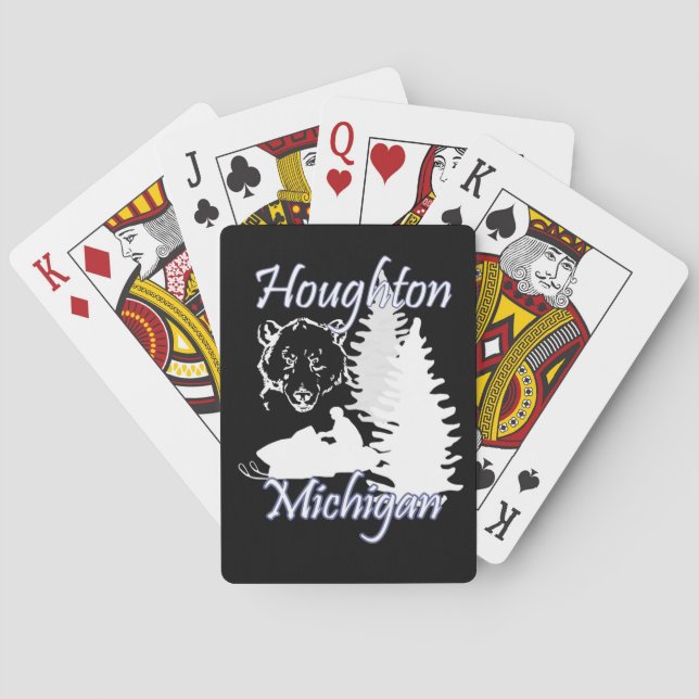 Houghton Michigan Snowmobile Bear Playing Cards (Back)