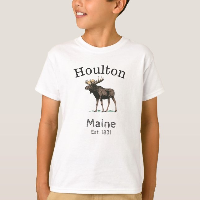 Houlton Maine, Moose, boy's T-Shirt (Front)