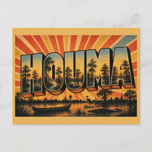 Houma Louisiana Bayou Cypress Swamp Art Postcard
