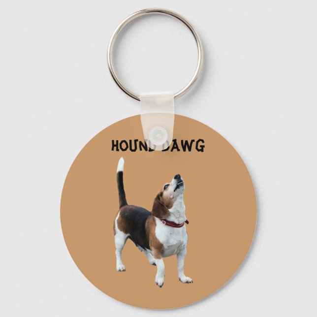 Hound Dawg Beagle Funny Dog Keychain (Front)