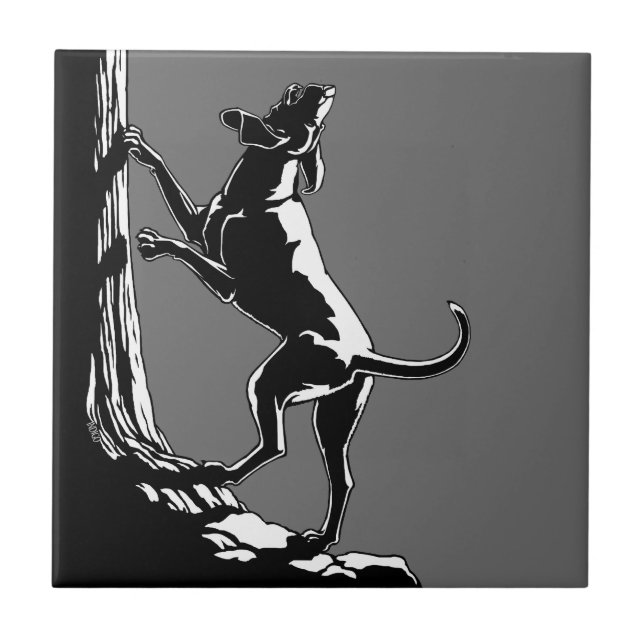 Hound Dog Art Ceramic Tile Hunting Dog Decor (Front)