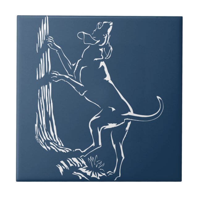 Hound Dog Art Ceramic Tile Hunting Dog Decor (Front)