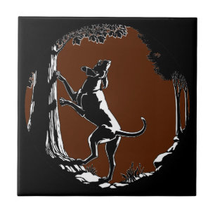 Hound Dog Art Ceramic Tile Hunting Dog Decor