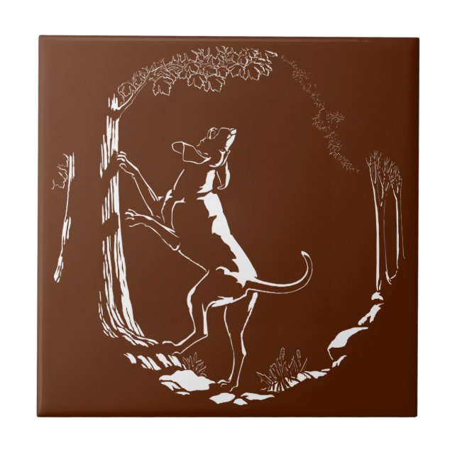 Hound Dog Art Ceramic Tile Hunting Dog Decor (Front)