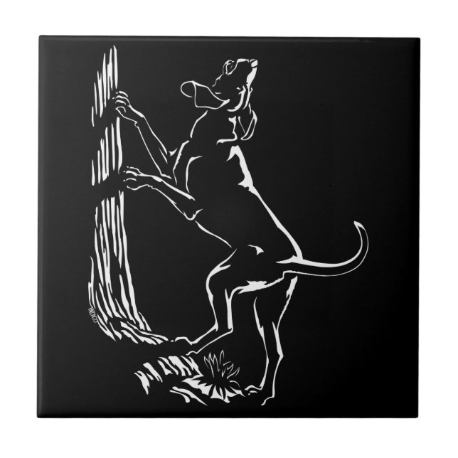 Hound Dog Art Ceramic Tile Hunting Dog Decor (Front)