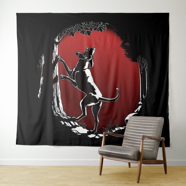 Hound Dog Art Tapestry Hunting Dog Lover Tapestry (In Situ (Horizontal))