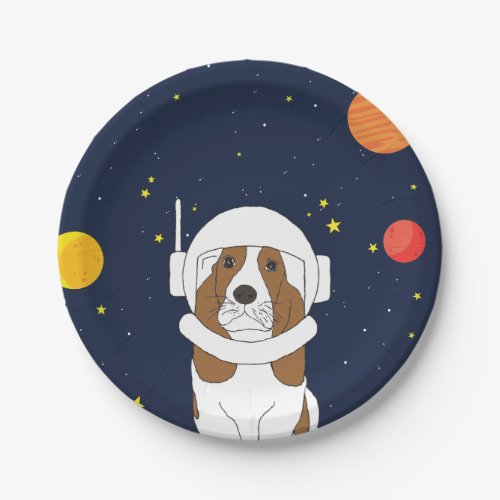 Hound Dog Astronaut Animal With Space Helmet Paper Plates