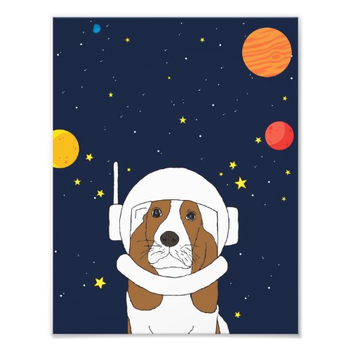 Hound Dog Astronaut Animal With Space Helmet Photo Print