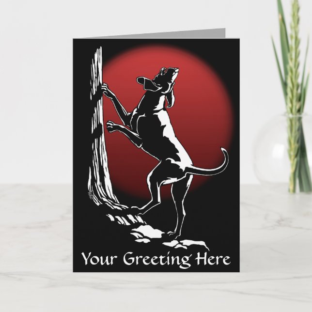 Hound Dog Cards Personalized Dog Art Greeting Card (Front)