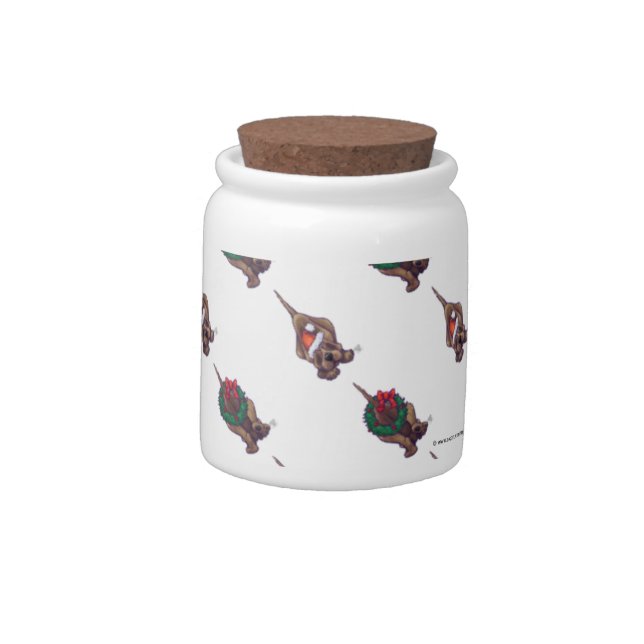 Hound Dog Christmas Candy Jar (Left)
