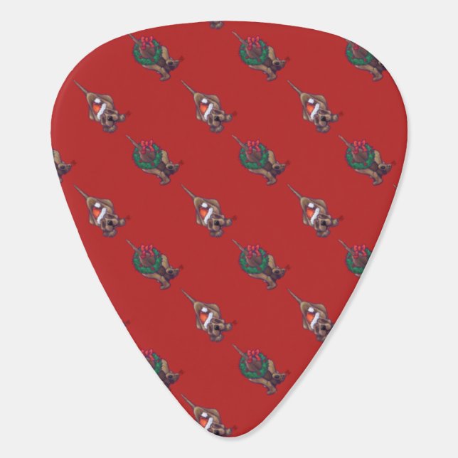 Hound Dog Christmas Guitar Pick (Back)