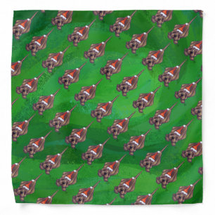 Hound Dog Christmas On Green Bandana