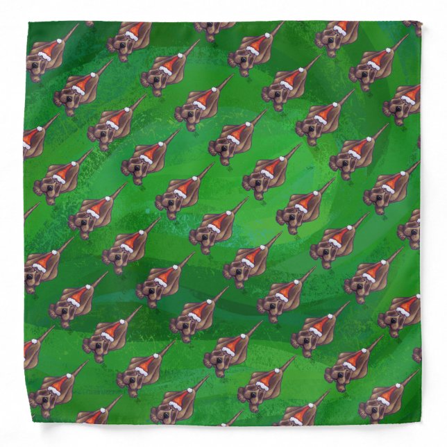 Hound Dog Christmas On Green Bandana (Front)