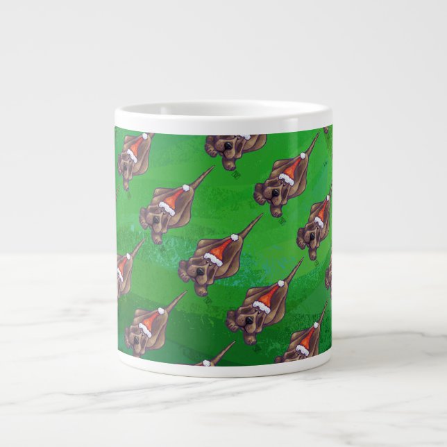 Hound Dog Christmas On Green Giant Coffee Mug (Front)