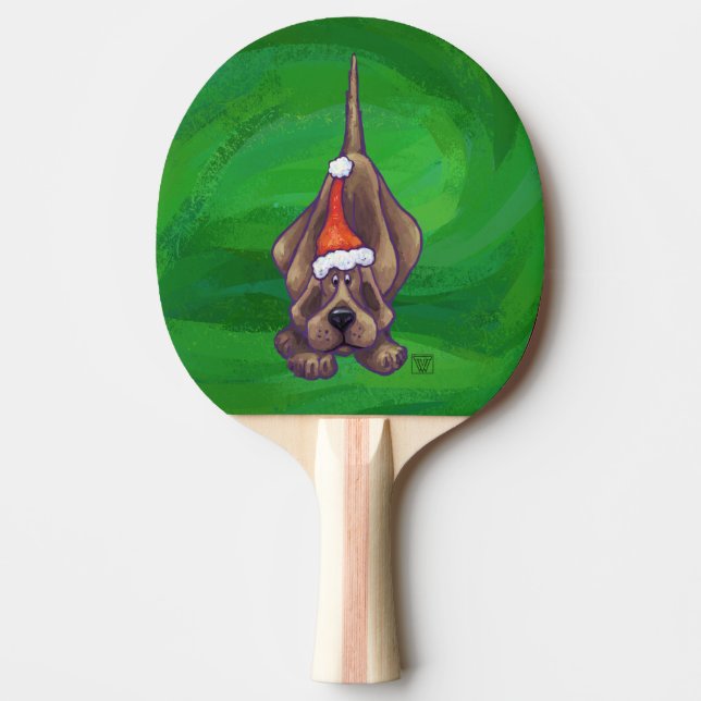 Hound Dog Christmas On Green Ping-Pong Paddle (Front)