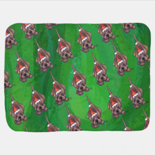 Hound Dog Christmas On Green Receiving Blanket