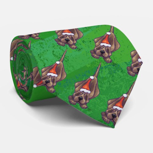 Hound Dog Christmas On Green Tie
