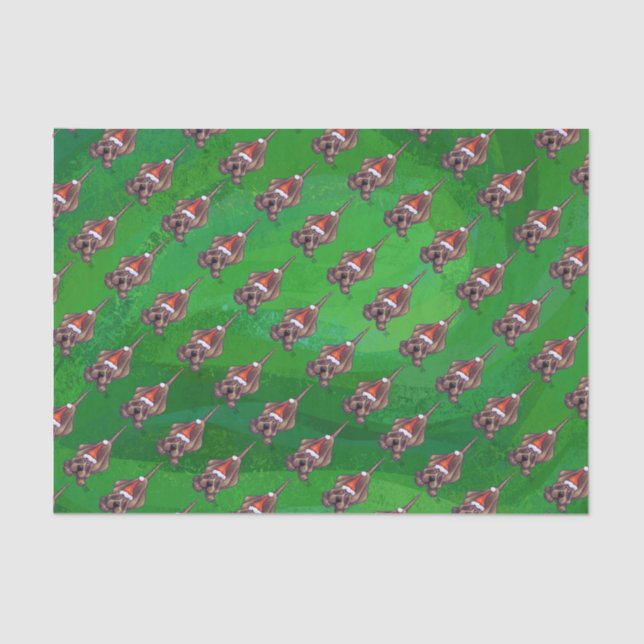 Hound Dog Christmas On Green Tissue Paper (Front)